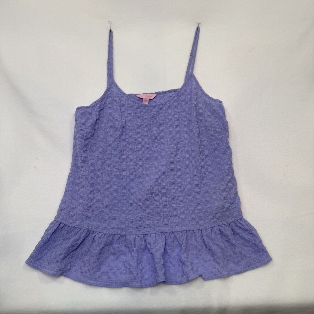 Lilly Pulitzer Textured Crinkle Tank Ruffle‎ Top Size XS